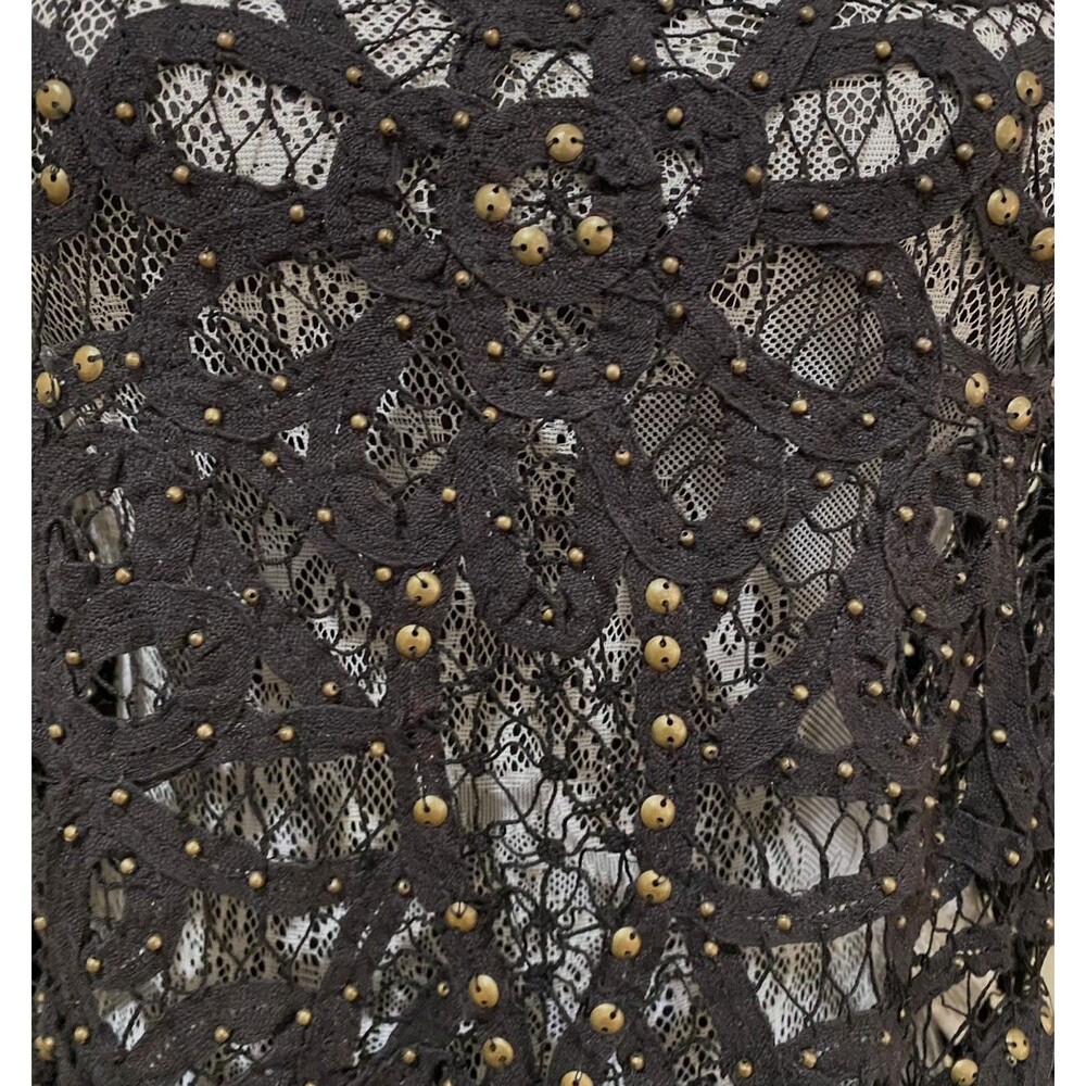 Free People Intimately Black Crochet Lace Cami Studded Tank Top Boho Festival S - Picture 7 of 15